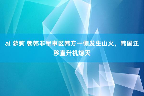 ai 萝莉 朝韩非军事区韩方一侧发生山火，韩国迁移直升机熄灭