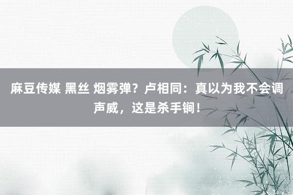 麻豆传媒 黑丝 烟雾弹？卢相同：真以为我不会调声威，这是杀手锏！