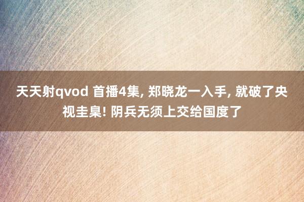 天天射qvod 首播4集, 郑晓龙一入手, 就破了央视圭臬! 阴兵无须上交给国度了