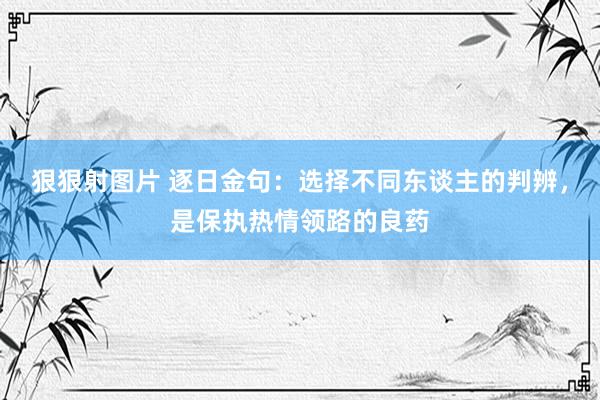 狠狠射图片 逐日金句:选择不同东谈主的判辨,是保执热情领路的良药