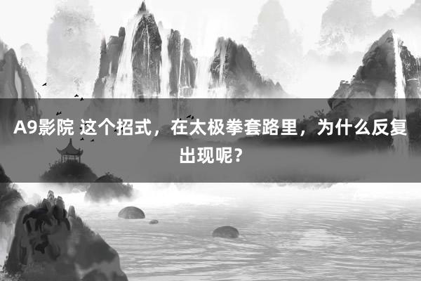 A9影院 这个招式，在太极拳套路里，为什么反复出现呢？